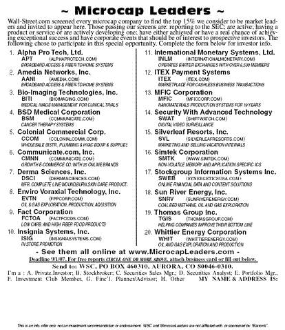 Sample Ad - Microcap Leaders